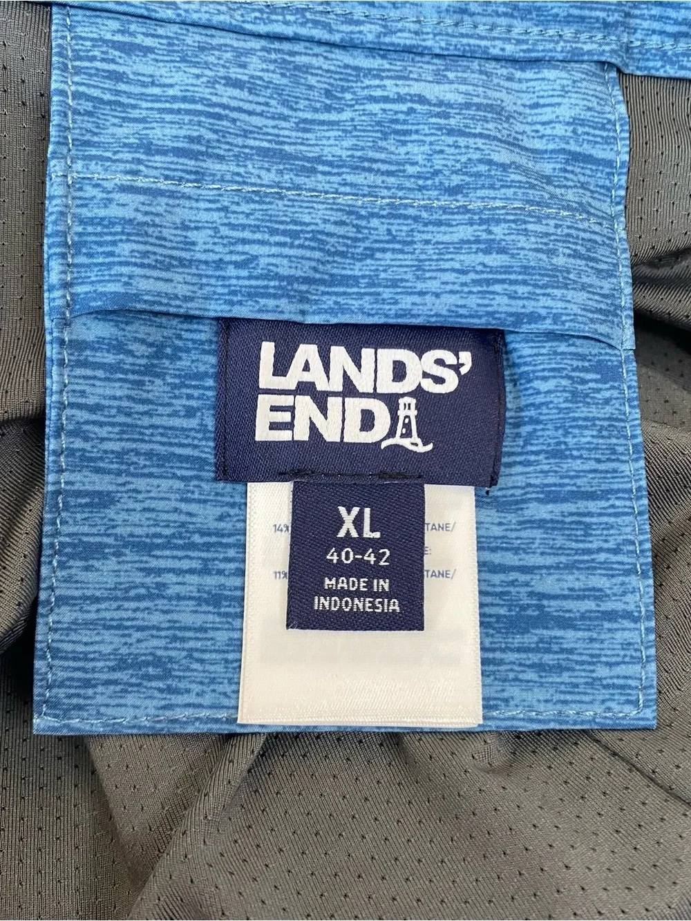 Lands End Men’s Swim Trunks Lined Elastic Drawstring Blue 7” Inseam XL (40-42)
